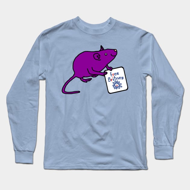 Cute Rat with Free Britney Sign Long Sleeve T-Shirt by ellenhenryart